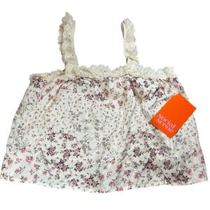 NWT Social Scene Cottagecore Floral Eyelet Lace Ruffle Strap Camisole M